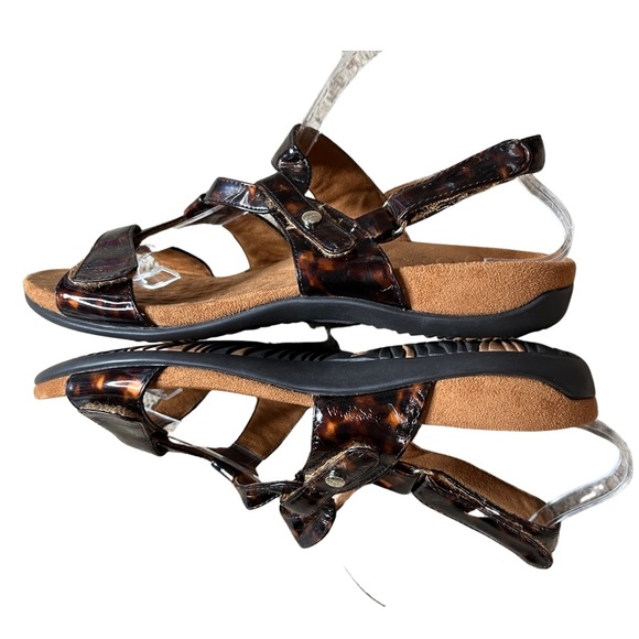 FINAL SALE Vionic Paros Flat Tortoiseshell Strappy Faux Leather Sandals 10 - Picture 13 of 13